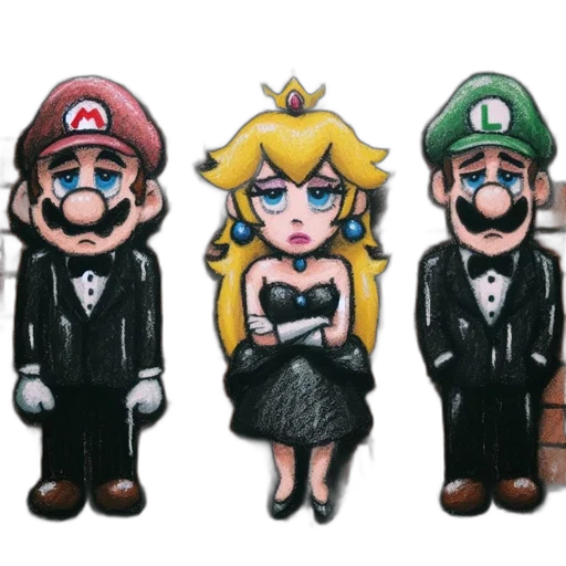 crown, dress, pixel art, concept art, cartoon, comic book art, monochrome, three transparent PNG cut-out