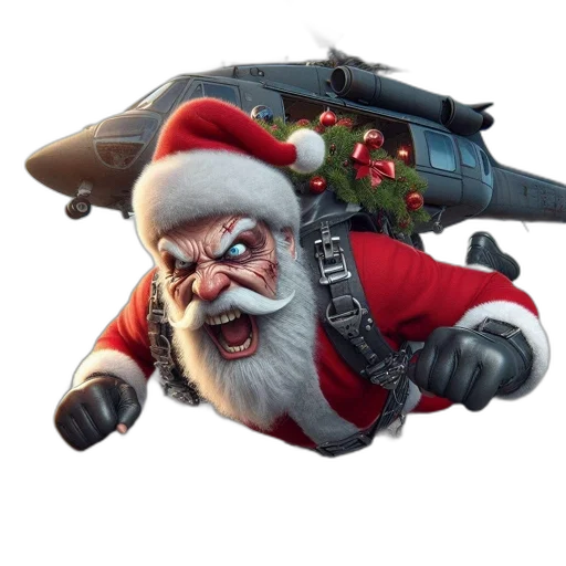 weapon, concept art, unconventional, depiction, santa, armed, tactical, gear transparent PNG cut-out