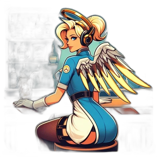 staff, concept art, fantasy art, pixel art, cartoon, blue-outfitted, character, wings transparent PNG cut-out