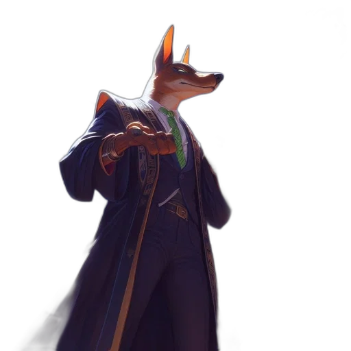 staff, jacket, animal, mask, concept art, 3d render, watercolor, fantasy art transparent PNG cut-out