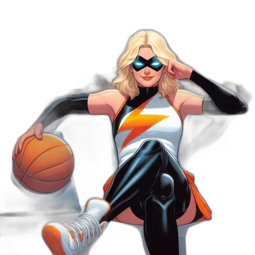 comic book art, concept art, cartoon, fantasy art, superheroine, white-orange, attire, lightning transparent PNG cut-out
