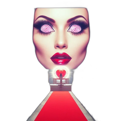 bottle, jewelry, dress, mask, 3d render, concept art, photorealistic, red transparent PNG cut-out