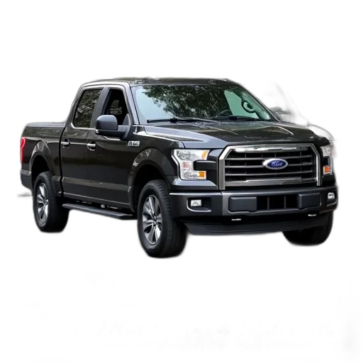 car, black, pickup, truck, parked, street, red, white transparent PNG cut-out
