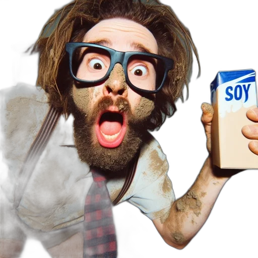 food, man, exaggerated, surprise, expression, wears, large, glasses transparent PNG cut-out