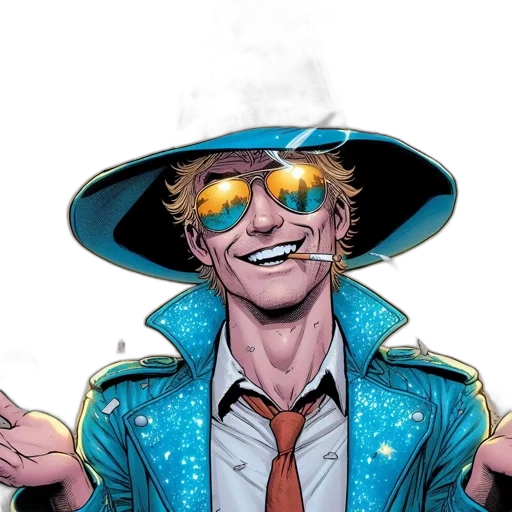 jacket, comic book art, concept art, exuberant, figure, donning, starry, blue transparent PNG cut-out