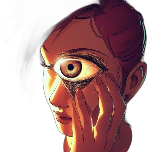 face, mask, staff, creature, concept art, comic book art, photorealistic, watercolor transparent PNG cut-out