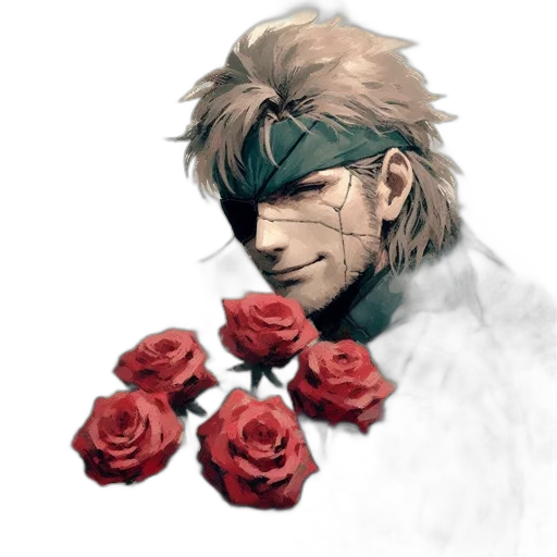 flower, weapon, face, mask, pixel art, concept art, anime, photorealistic transparent PNG cut-out