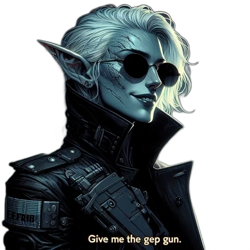 staff, face, weapon, jacket, cyberpunk, concept art, fantasy art, pixel art transparent PNG cut-out