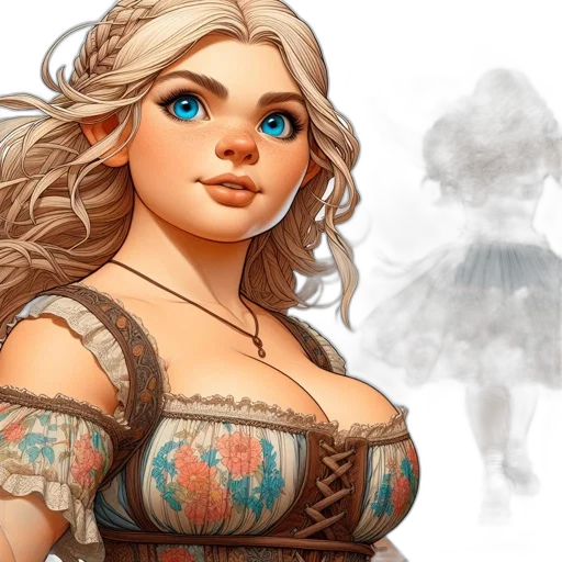 dress, fantasy art, concept art, photorealistic, comic book art, earth tones, young, woman transparent PNG cut-out