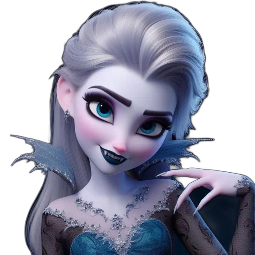 face, concept art, fantasy art, cartoon, 3d render, dark, animated, woman transparent PNG cut-out