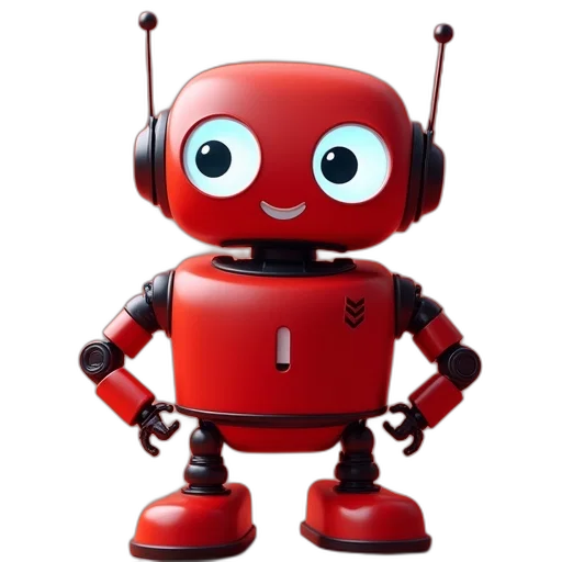 robot, 3d render, concept art, red transparent PNG cut-out