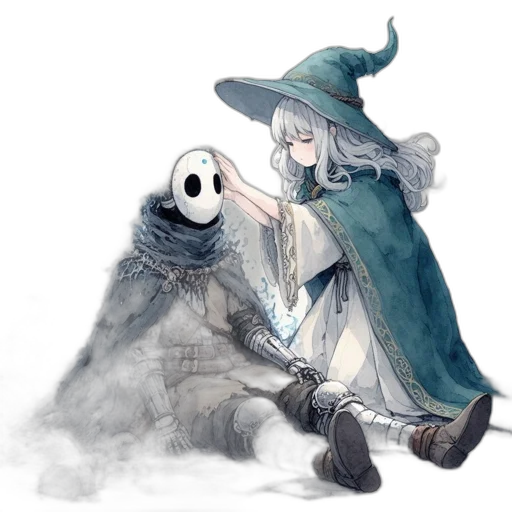 mask, staff, creature, hat, concept art, fantasy art, watercolor, pixel art transparent PNG cut-out