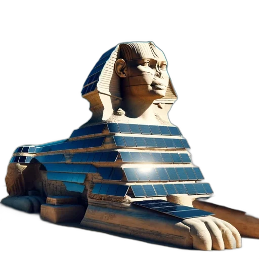 mask, crown, jewelry, robot, 3d render, concept art, photorealistic, sphinx transparent PNG cut-out