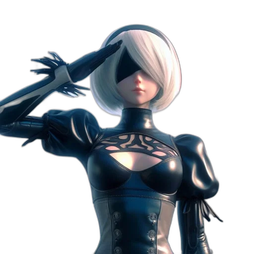 robot, dress, jacket, weapon, 3d render, concept art, cyberpunk, comic book art transparent PNG cut-out