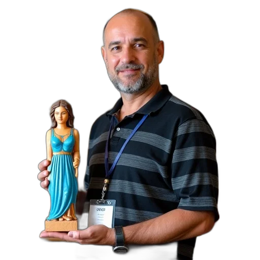 staff, jewelry, 3d render, photorealistic, man, standing, front, display transparent PNG cut-out