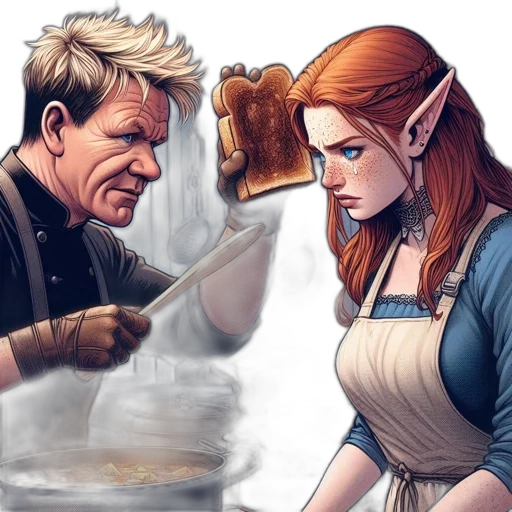 food, comic book art, concept art, fantasy art, photorealistic, fire, snow, rustic transparent PNG cut-out