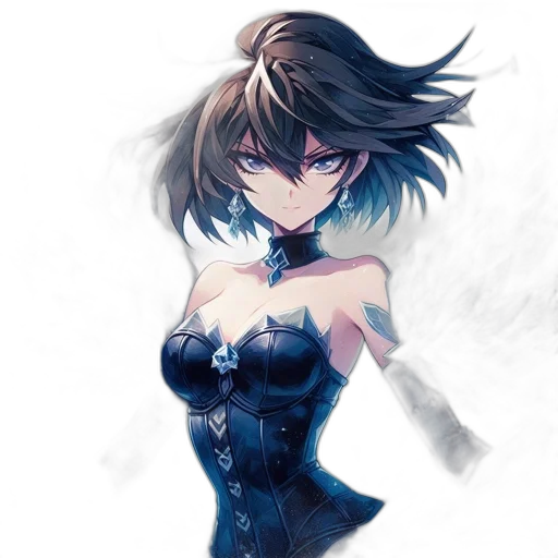 dress, weapon, anime, concept art, fantasy art, pixel art, blue, dark transparent PNG cut-out