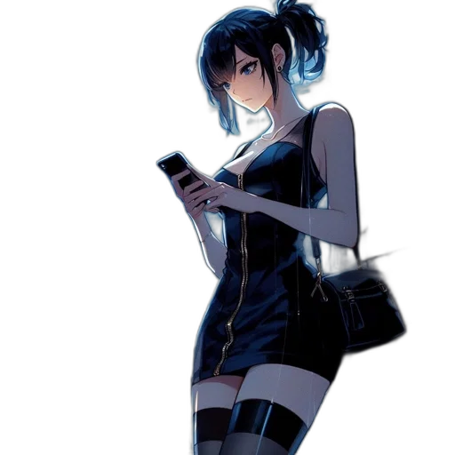 dress, robot, staff, weapon, cyberpunk, concept art, anime, cartoon transparent PNG cut-out