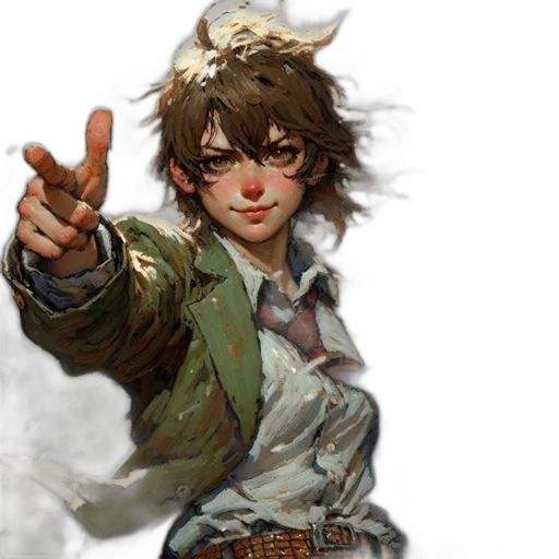 jacket, weapon, staff, face, concept art, fantasy art, photorealistic, oil painting transparent PNG cut-out