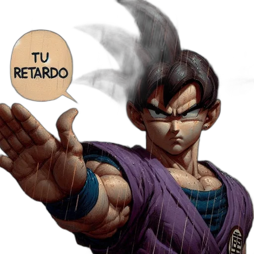 weapon, staff, 3d render, pixel art, comic book art, concept art, goku, his transparent PNG cut-out