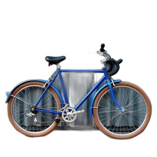 3d render, photorealistic, concept art, blue, bicycle, black, seat, handlebars transparent PNG cut-out