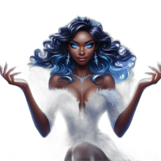 fantasy art, concept art, comic book art, photorealistic, blue, ethereal, figure, woman transparent PNG cut-out