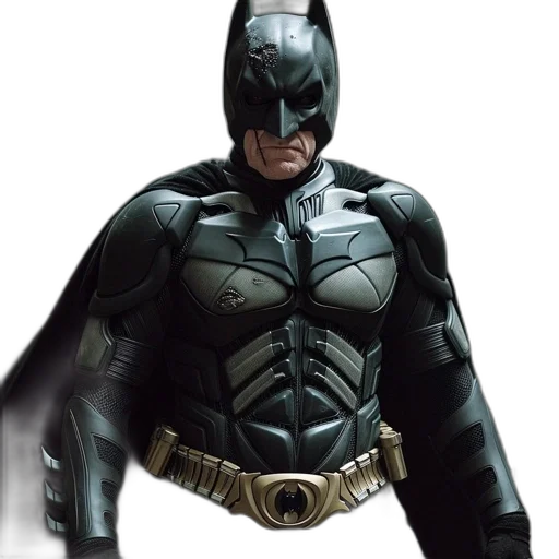 comic book art, concept art, 3d render, photorealistic, image, depicts, battle-worn, batman transparent PNG cut-out
