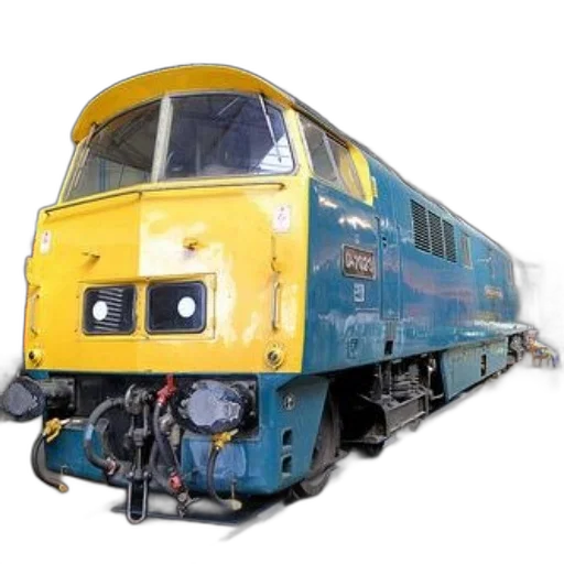 3d render, photorealistic, blue, yellow, train, number, d4120, parked transparent PNG cut-out