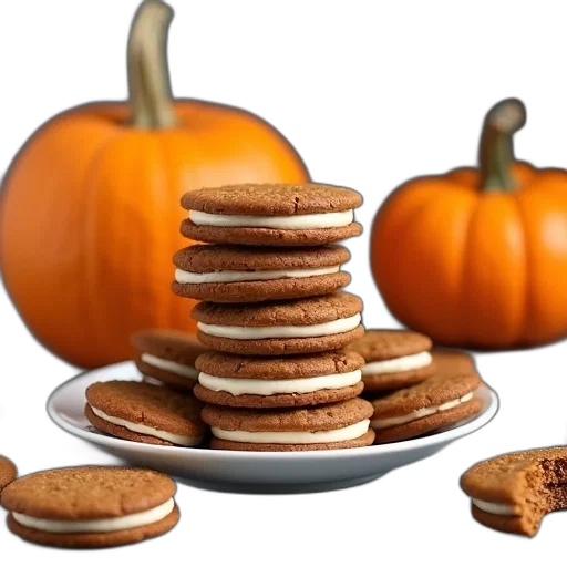 food, stack, cookies, cream, filling, placed, plate, brown transparent PNG cut-out