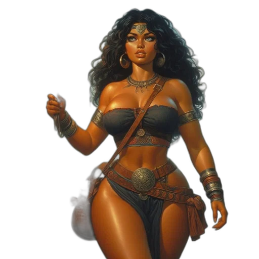 fantasy art, concept art, comic book art, photorealistic, earth tones, ancient, figure, woman transparent PNG cut-out