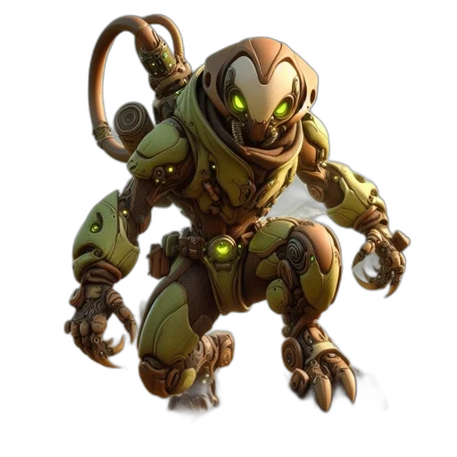 robot, creature, weapon, animal, concept art, 3d render, fantasy art, pixel art transparent PNG cut-out
