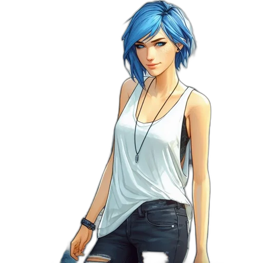 dress, staff, concept art, cartoon, anime, fantasy art, blue, colorful transparent PNG cut-out