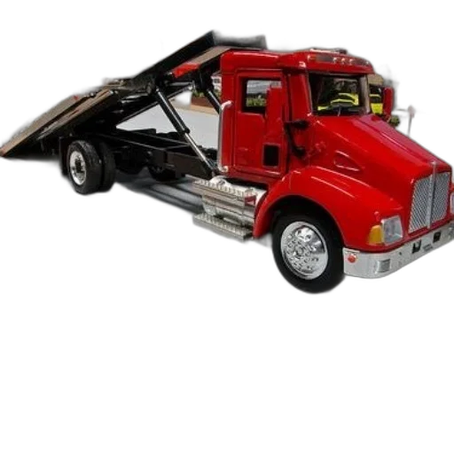 car, 3d render, red, tow, truck, parked, cracked, asphalt transparent PNG cut-out
