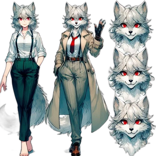 staff, creature, animal, jacket, concept art, anime, fantasy art, pixel art transparent PNG cut-out