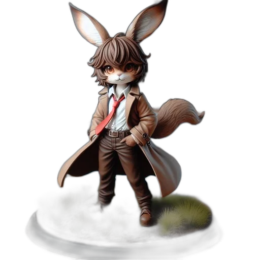 staff, concept art, fantasy art, 3d render, pixel art, rabbit-eared, anthropomorphic, figure transparent PNG cut-out