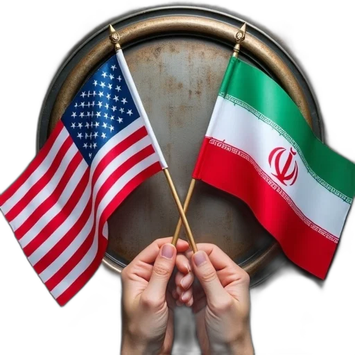two, hands, holding, flag, united, states, left, iran transparent PNG cut-out