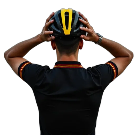 hat, mask, man, wearing, black, polo, shirt, yellow transparent PNG cut-out