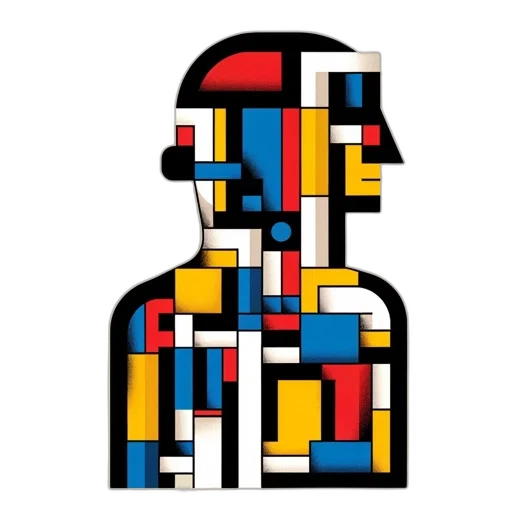 face, crown, robot, pixel art, comic book art, concept art, cartoon, colorful transparent PNG cut-out