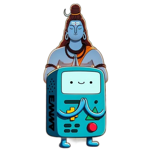 robot, staff, cartoon, concept art, pixel art, 3d render, outer space, lord transparent PNG cut-out