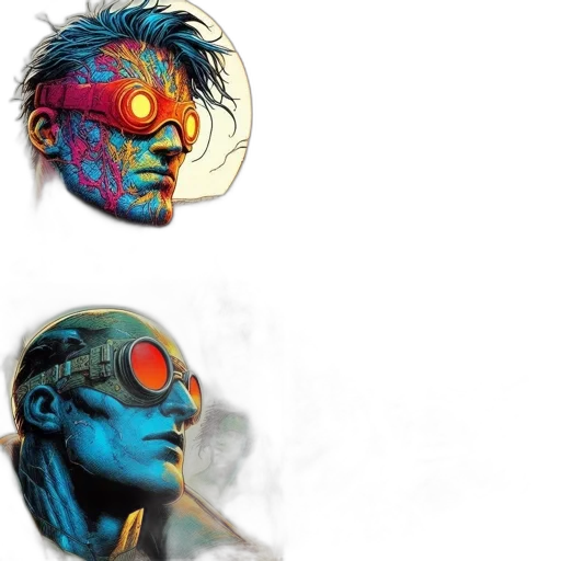 mask, comic book art, concept art, cyberpunk, 3d render, colorful, image, presents transparent PNG cut-out