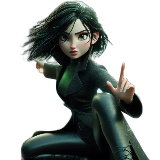 jacket, concept art, comic book art, cartoon, 3d render, green, animated, female transparent PNG cut-out