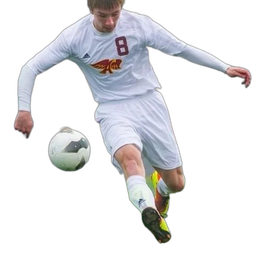 photorealistic, soccer, player, white, uniform, number, about, kick transparent PNG cut-out