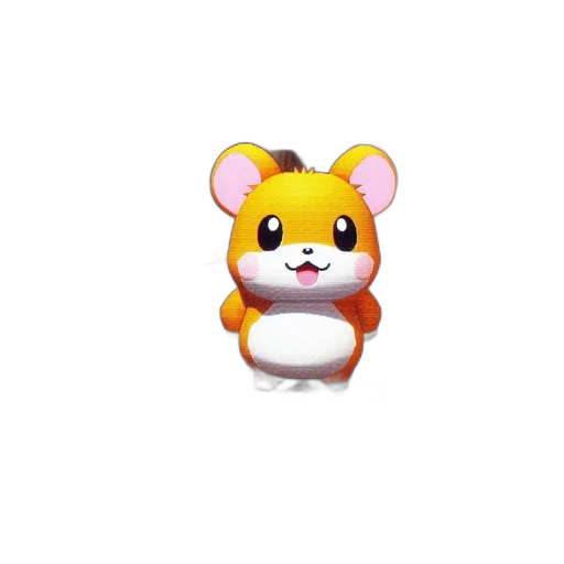 animal, creature, staff, 3d render, concept art, orange, hamster-like, character transparent PNG cut-out