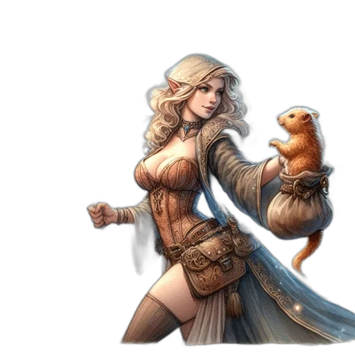 fantasy art, concept art, pixel art, comic book art, earth tones, woman, long, blonde transparent PNG cut-out