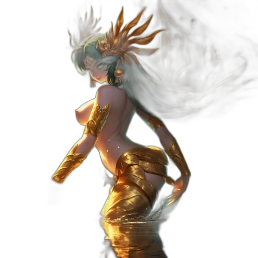 dragon, dress, creature, fantasy art, concept art, pixel art, comic book art, underwater transparent PNG cut-out