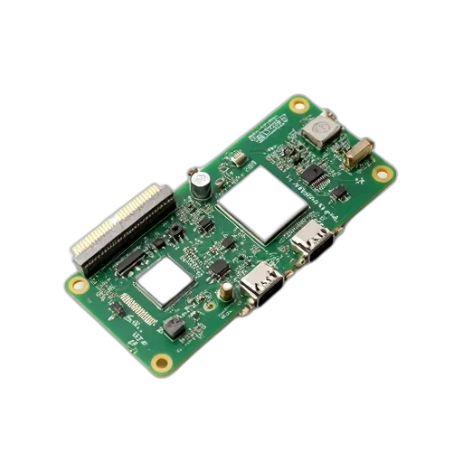 green, circuit, board, white, label, gold, connector, lying transparent PNG cut-out