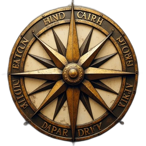 crown, staff, compass, medallion transparent PNG cut-out