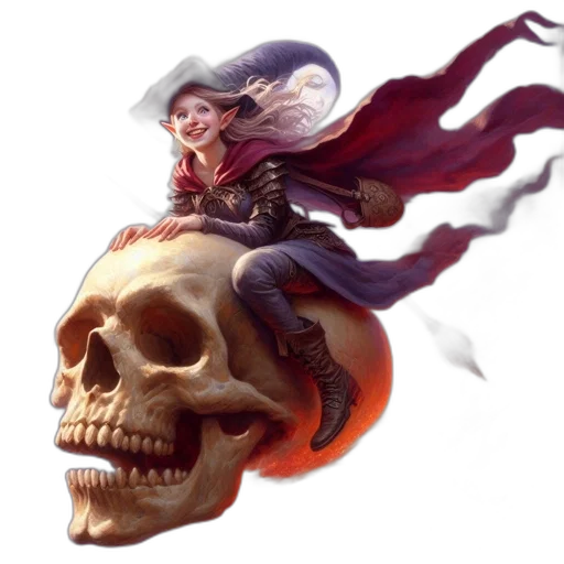 concept art, fantasy art, pixel art, 3d render, wielding, witch, rides, floating transparent PNG cut-out