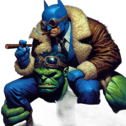 concept art, comic book art, fantasy art, blue-suited, character, wearing, mask, holding transparent PNG cut-out