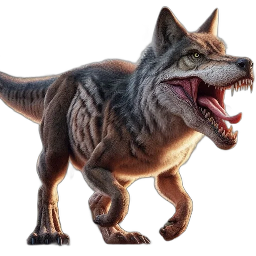 animal, creature, dragon, concept art, 3d render, fantasy art, photorealistic, wolf-dinosaur transparent PNG cut-out